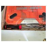 Lot of Hand Tools and Accessories including Black & Decker Drill Bit Set, Screwdrivers, and Serrated Bit Set