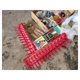 Huge Lot of Hardware and Tools such as socket trays, furniture leg braces, nails, picture hanging sets, and assorted hardware pieces