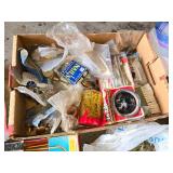 Huge Lot of Hardware and Tools such as socket trays, furniture leg braces, nails, picture hanging sets, and assorted hardware pieces