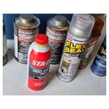 Barrier Bond Rubberized Undercoating, STA-BIL Small Engine Pro, Flex Seal Clear, Varathane Polyurethane, and Fill and Seal Spray Cans