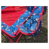 Ozark Trail and Popsicle Camping Chairs with Coleman Coolers and Drink Dispenser