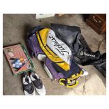 Titleist Golf Bag, Nike Golf Shoes Size 11, and Golfer