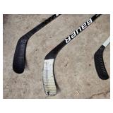 CCM and Bauer Hockey Sticks, Easton and CCM Gloves, and NHL Mini Hockey Goal Set