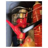 Fishing Gear Lot including Abu Garcia Cardinal Bronco Reel, Tackle Box, and Rubber Boots