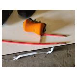 Fishing Gear Lot including Abu Garcia Cardinal Bronco Reel, Tackle Box, and Rubber Boots