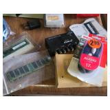 Lot of Electronics and Computer Accessories including Belkin Data Switch, RCA Audio Cable, Older Ram and Timex 16K RAM Module