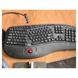 Adesso Keyboard with Built-in Trackball, Two Wired Mice, Wireless Charger, and Lention Mouse Pad - All Untested