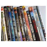 Lot of DVDs including Sherlock Holmes, The Incredibles, and The Matrix Collection