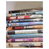 Lot of DVDs including Son of God, Lucky # Slevin, and Mean Girls with various genres and classics