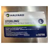 MSRP $200+ 7 BOXES MIXED HALYARD NITRILE GLOVES *5 STERLING (L) STRONG PROTECTION/HIGH DURABILITY *2 STERLING SG SENSI-GUARD (XL) ENHANCED CHEMO/DRUG PROTECTION, COMFORT FIT, POWDER-FREE – EXP 11/29
