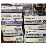 MSRP $180+ 9 BOX HALYARD NITRILE GLOVES (M) MIXED LOT – 7 LAVENDER 52818 (STANDARD) + 1 PURPLE 55082 (STANDARD) + 1 PURPLE XTRA 50602 (HEAVIER DUTY/EXTENDED CUFF) – POWDER-FREE MEDICAL EXAM – EX