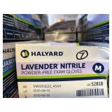 MSRP $180+ 9 BOX HALYARD NITRILE GLOVES (M) MIXED LOT – 7 LAVENDER 52818 (STANDARD) + 1 PURPLE 55082 (STANDARD) + 1 PURPLE XTRA 50602 (HEAVIER DUTY/EXTENDED CUFF) – POWDER-FREE MEDICAL EXAM – EX