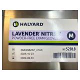 MSRP $180+ 9 BOX HALYARD NITRILE GLOVES (M) MIXED LOT – 7 LAVENDER 52818 (STANDARD) + 1 PURPLE 55082 (STANDARD) + 1 PURPLE XTRA 50602 (HEAVIER DUTY/EXTENDED CUFF) – POWDER-FREE MEDICAL EXAM – EX