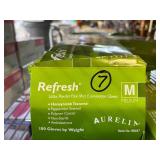 MSRP $200+ 7 BOXES AURELIA 99227 REFRESH LATEX EXAM GLOVES (M), POWDER-FREE MINT SCENTED ODOR CONTROL, HONEYCOMB TEXTURED GRIP, MEDICAL DENTAL LAB FOOD SERVICE USE, 200/BOX *POLYMER COATED