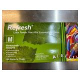 MSRP $200+ 7 BOXES AURELIA 99227 REFRESH LATEX EXAM GLOVES (M), POWDER-FREE MINT SCENTED ODOR CONTROL, HONEYCOMB TEXTURED GRIP, MEDICAL DENTAL LAB FOOD SERVICE USE, 200/BOX *POLYMER COATED