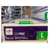 MSRP $600+ 14 BOXES MEDLINE CS PRO 16" NITRILE EXAM GLOVES (L) OPTICUFF, EXTENDED CUFF HEAVY-DUTY 9 MIL, POWDER & LATEX-FREE, CHEMO TESTED ASTM D6978 USP 800, FULLY TEXTURED GRIP, MEDICAL LAB DECO