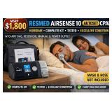 MSRP $1,800 RESMED AIRSENSE 10 AUTOSET AUTO CPAP MACHINE w/HUMIDAIR HEATED HUMIDIFIER *PROFESSIONAL SLEEP THERAPY DEVICE W/CARRY BAG, RESERVOIR, MANUAL & POWER SUPPLY - EXCELLENT WORKING CONDITION
