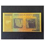 24K Gold Foil $100,000,000,000,000 One Hundred Trillion Dollar Bank of Zimbabwe