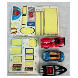 Hot Wheels Bundle of Micro Car Playsets and Robo Wheels Extreme Half Pipe Track System