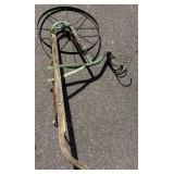 Antique 23.5" Single Wheel Push Plow and Antique Milk Cart with 35.5" Wheels