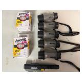 Five Handy Pocket Size Flash Lights, Two Flash Lights with Magnet Attachments, Two Energizer 200 Lumen Industrial Headlamps