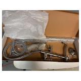 Free Standing Brushed Nickel Tub Faucet with Hand Shower. Never installed. In original box.