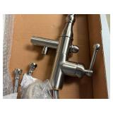 Free Standing Brushed Nickel Tub Faucet with Hand Shower. Never installed. In original box.