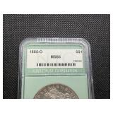 1885 O Morgan Silver Dollar NTC MS65