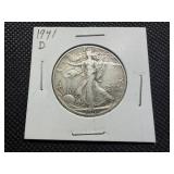 1941 D Silver Walking Liberty Half Dollar