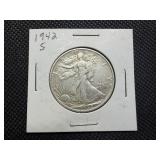 1942 S Silver Walking Liberty Half Dollar