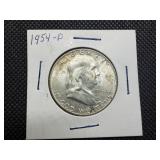 1954 D Silver Franklin Half Dollar