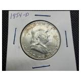 1954 D Silver Franklin Half Dollar