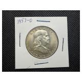 1957 D Silver Franklin Half Dollar