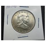 1957 D Silver Franklin Half Dollar