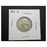 1961 D Silver Washington Quarter