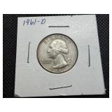 1961 D Silver Washington Quarter