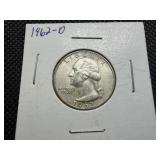 1962 D Silver Washington Quarter
