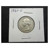1962 D Silver Washington Quarter