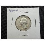 1964 D Silver Washington Quarter