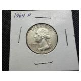 1964 D Silver Washington Quarter