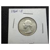 1964 D Silver Washington Quarter