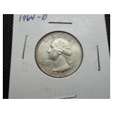 1964 D Silver Washington Quarter