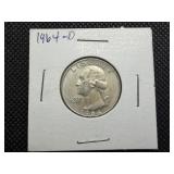 1964 D Silver Washington Quarter
