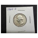 1964 D Silver Washington Quarter