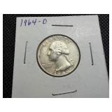 1964 D Silver Washington Quarter