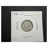 1936 S Silver Mercury Dime