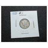 1938 S Silver Mercury Dime