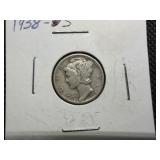 1938 S Silver Mercury Dime
