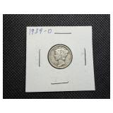 1939 D Silver Mercury Dime