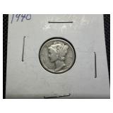 1940 Silver Mercury Dime